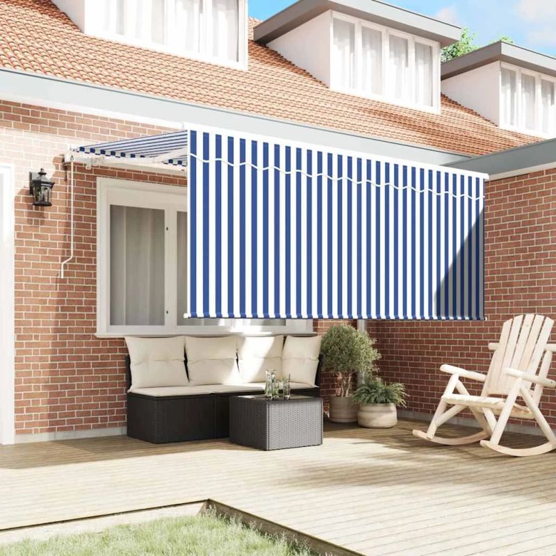 vidaXL Izvelkams jumtiņš Zila un balta 300 x 200 cm