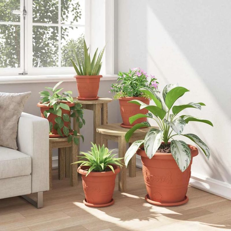 vidaXL Apaļais puķu pods 6 pcs Ķieģeļu sarkans DIA 26 x 21.5 cm