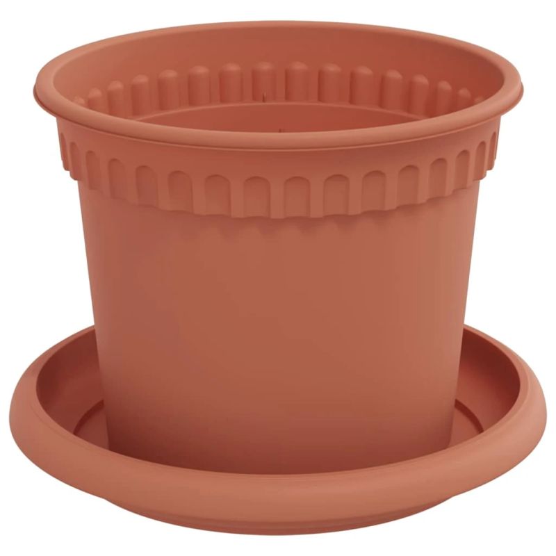 vidaXL Augu podi 24 pcs Ķieģeļu sarkans DIA 12,5 x 10 cm Plastmasa