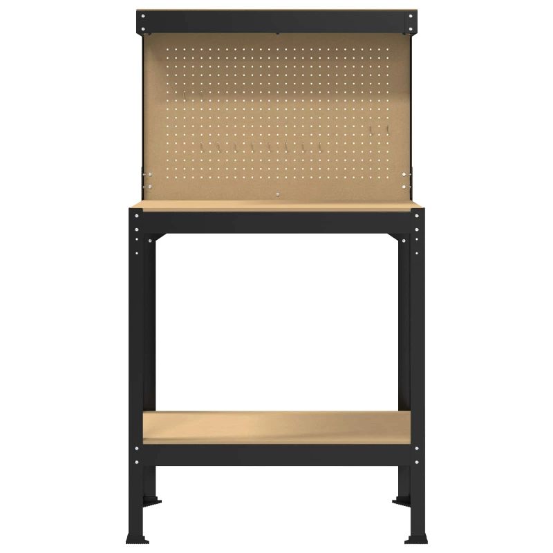 vidaXL Darba Soli ar plauktu Melna 81 x 41 x 145 cm Inženierijas koks