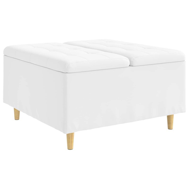 vidaXL Glabāšanas osmanis Balts 80 x 80 x 45 cm Mākslīgā āda