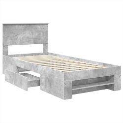 vidaXL Gultas rāmis Betona pelēks 90 x 200 cm Inženierijas koks