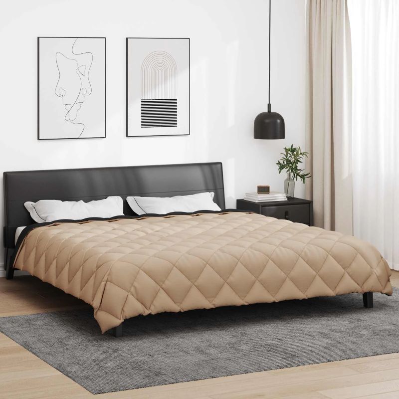 vidaXL Ziemas gultas sega Melns un taupe 240 x 260 cm Mikrošķiedra