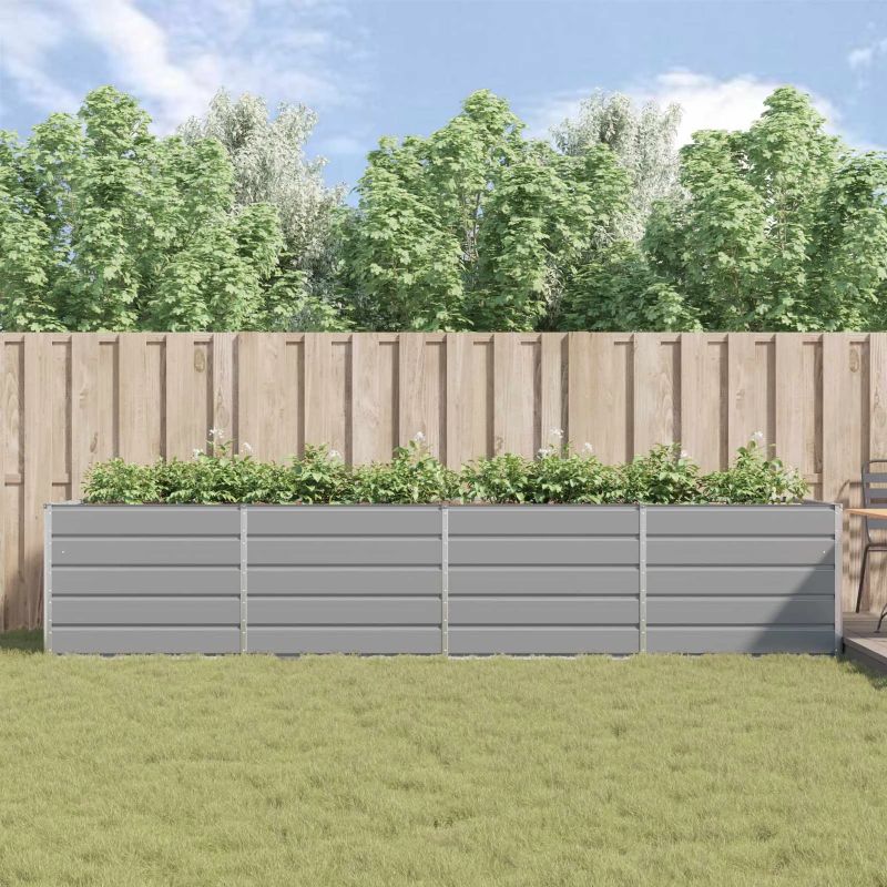 vidaXL Puķu kaste Gaiši pelēks 195 x 100 x 45 cm Cinkots tērauds