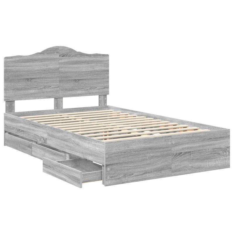 vidaXL Gultas rāmis Pelēks Sonoma 120 x 200 cm Inženieru koks