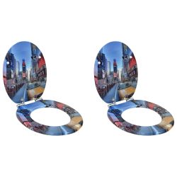 vidaXL Tualetes sēdeklis 2 pcs Daudzkrāsains 44 x 38 cm MDF plāksne