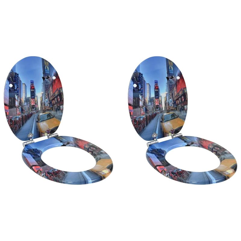 vidaXL Tualetes sēdeklis 2 pcs Daudzkrāsains 44 x 38 cm MDF plāksne