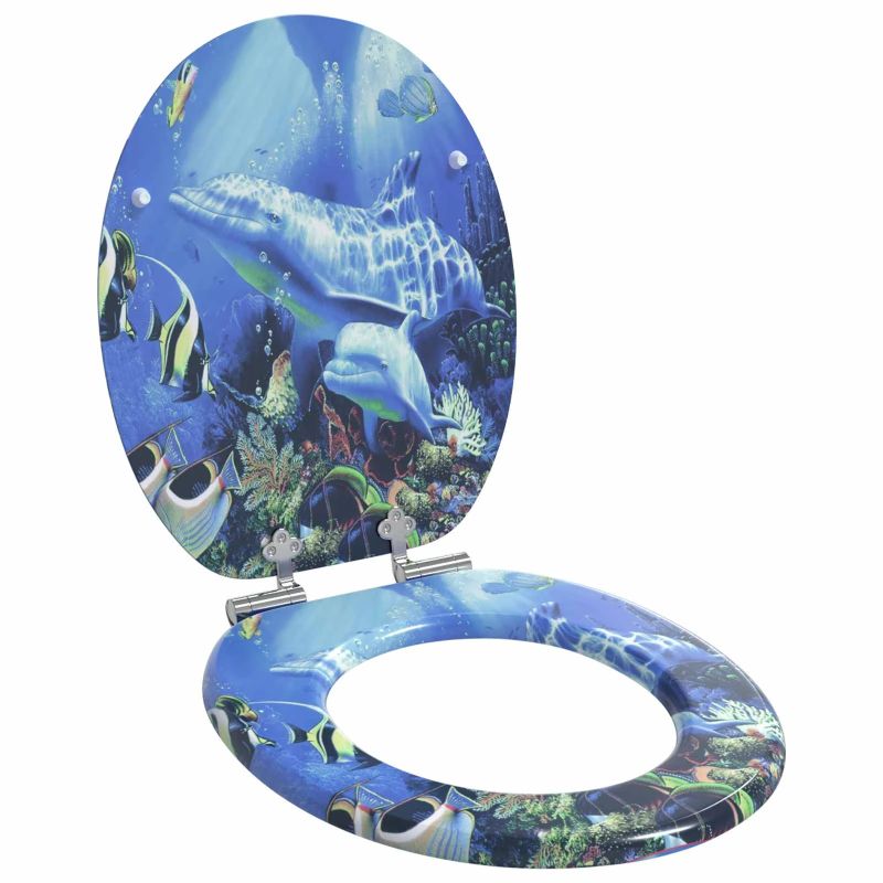 vidaXL Tualetes sēdeklis Zila 44 x 38 cm MDF plāksne