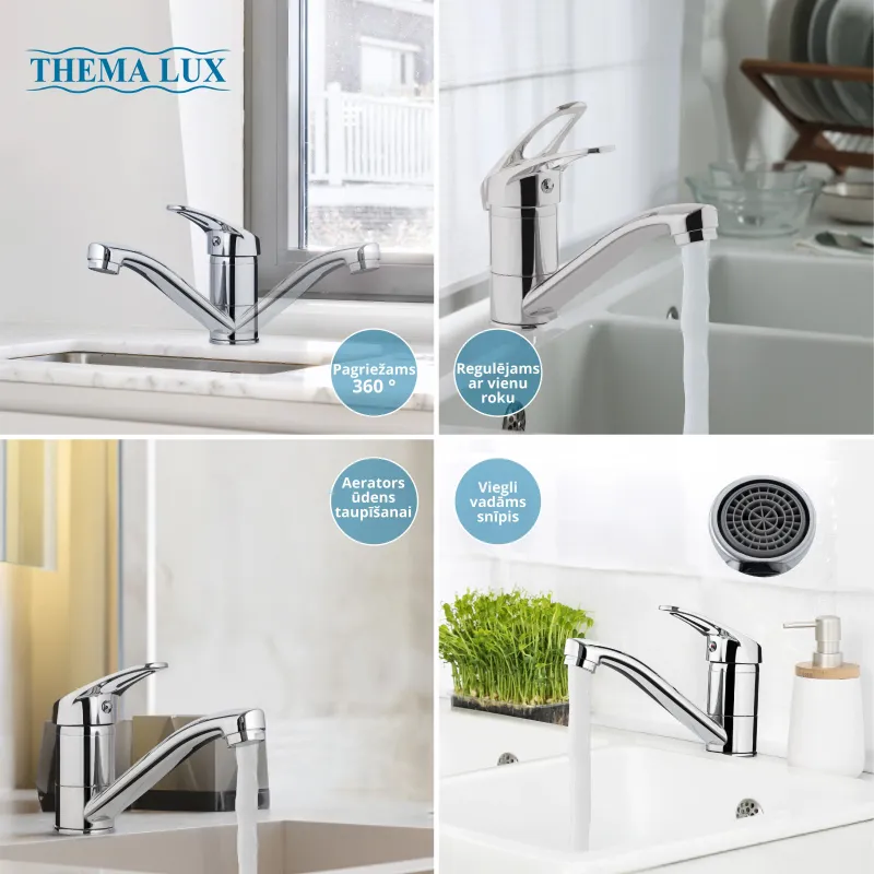 Izlietņu jaucējkrāns Thema Lux Wanda L-1102, hroma krās.