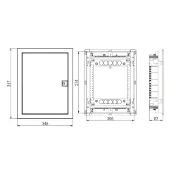 Moduļu panelis ETI 12+2 mod. ECG14, zemapmetuma, IP40, balta krās.