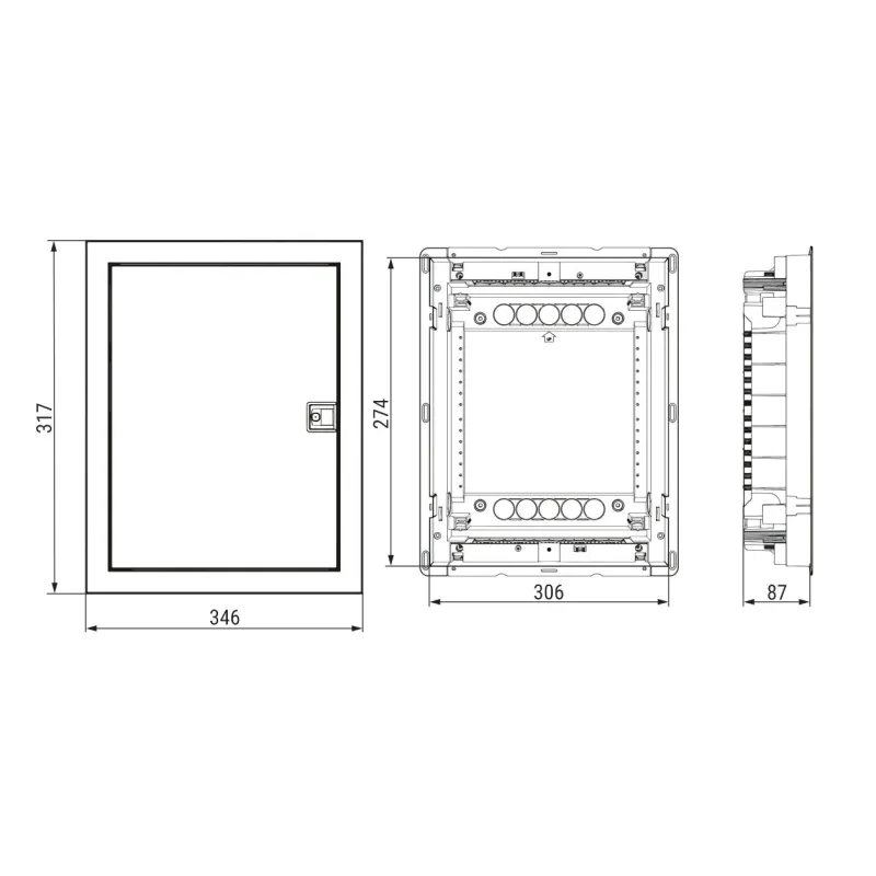 Moduļu panelis ETI 12+2 mod. ECG14, zemapmetuma, IP40, balta krās.