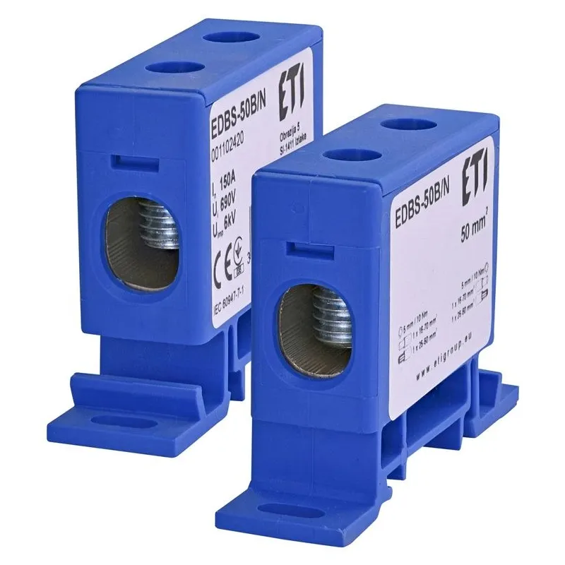 Sadales termināļi ETI EDBS-50B-N, 50 mm², 150 A, zila krās.