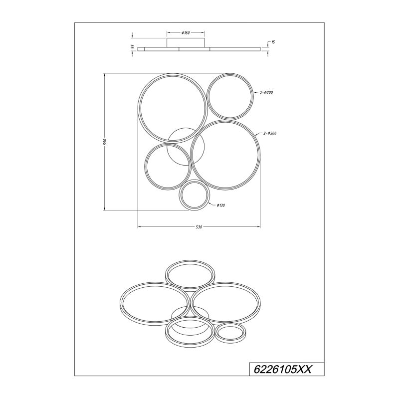 Gaismeklis led rondo 49w melns