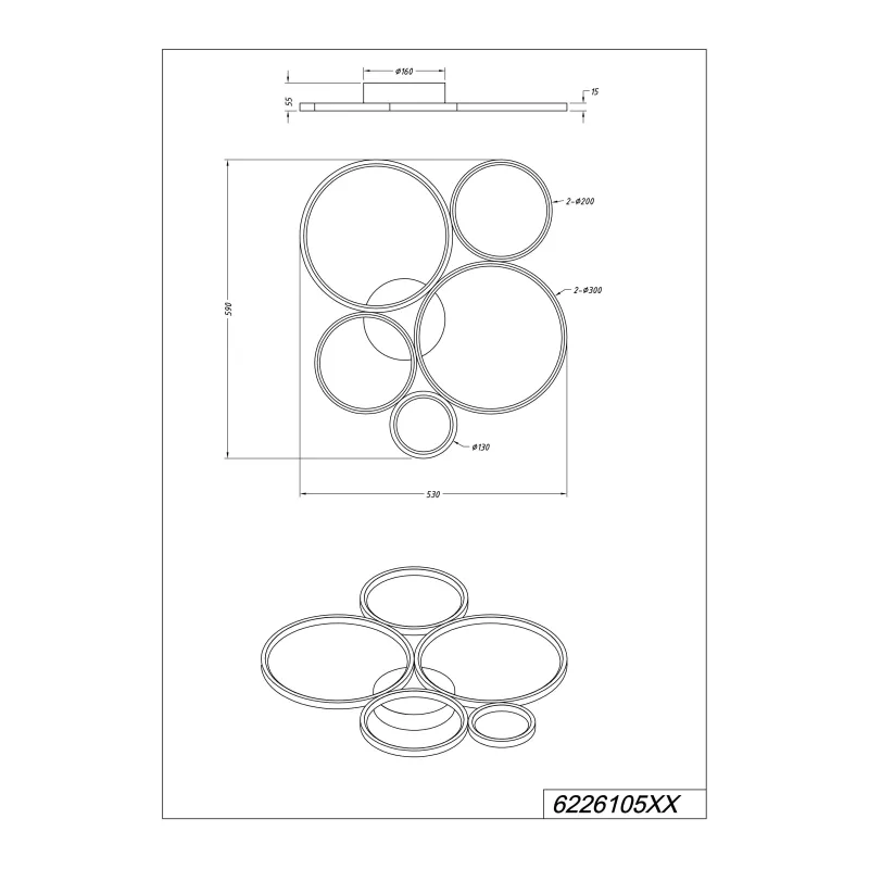 Lampa griesti Trio Rondo 622610532, LED, 3000 °K, 1 x 49 W