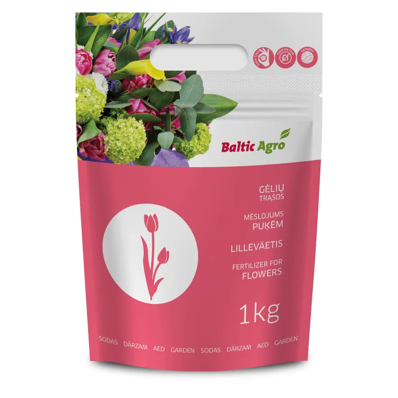 Mēslojums ziediem Baltic Agro Flower fertilizer, granulēts, 1 kg