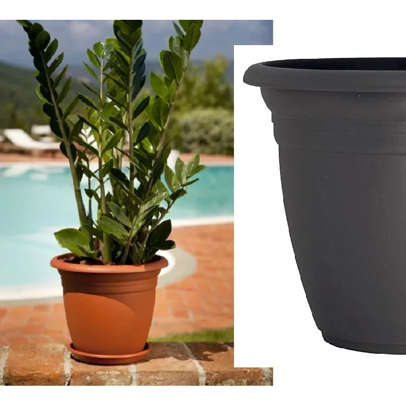 Puķu pods Domoletti TE000045-120, plastmasa, melna krās.-pelēka krās.