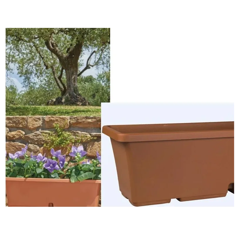 Puķu pods Domoletti TBTISB50-100, plastmasa, 50 cm x 17 cm, brūna krās.