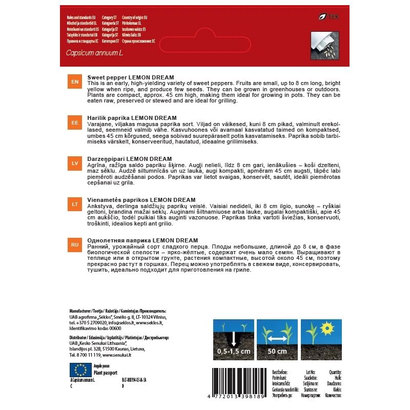 Sēklas paprikas lemon dream 10s