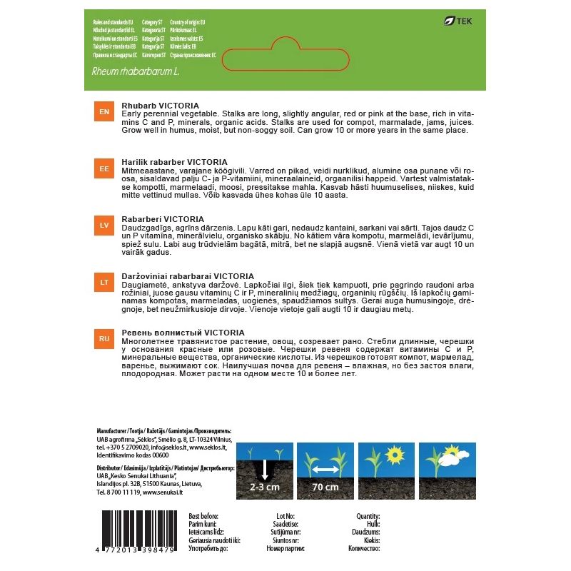 Sēklas dārzeņu rabarberi victoria 1g