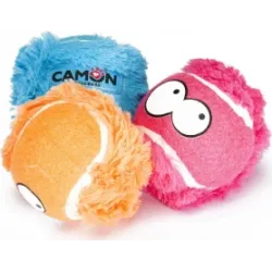 Camon Игрушка для собак - Тубус c 3 шт. теннисных мячей Смайлик