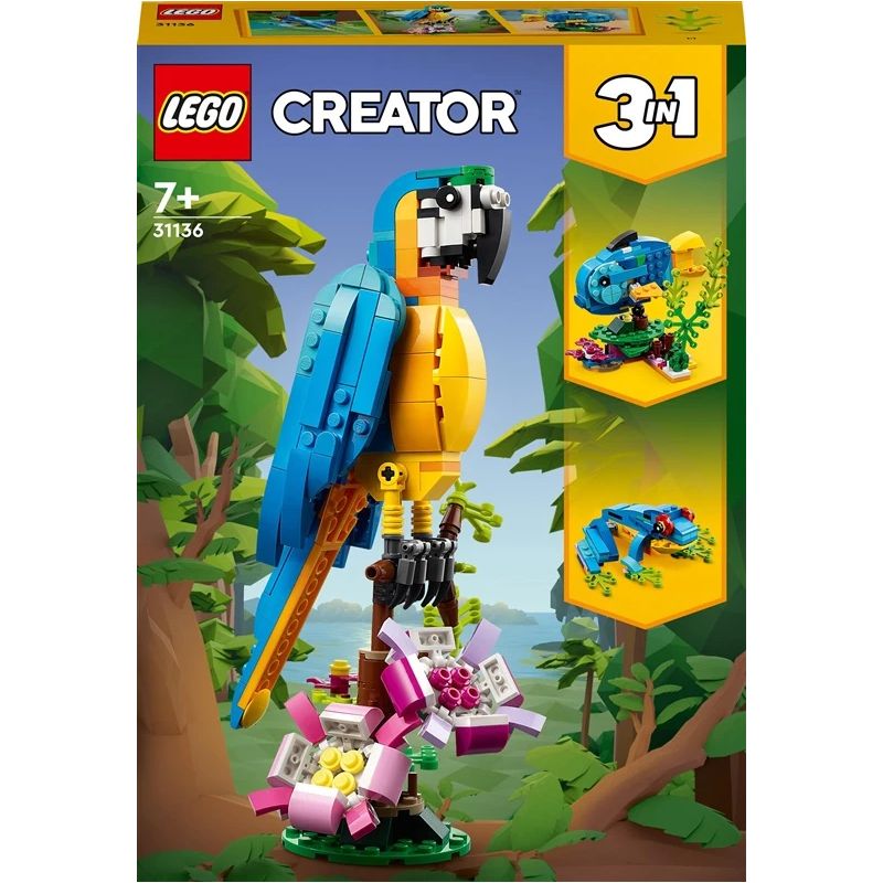 Konstruktorius LEGO Creator 3in1 Egzotiška papūga 31136, 253 vnt.