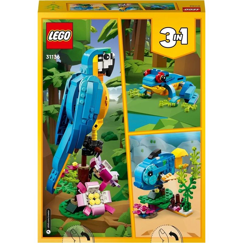 Konstruktorius LEGO Creator 3in1 Egzotiška papūga 31136, 253 vnt.