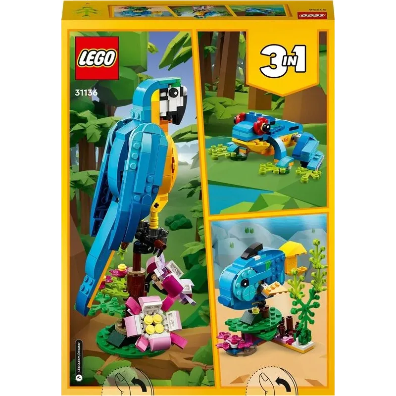 Konstruktors LEGO Creator 3in1 Eksotisks papagailis 31136, 253 gab.