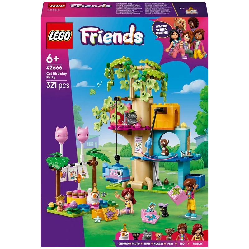 Konstruktorius LEGO Friends Kačių gimtadienio vakarėlis ir namelis medyje 42666, 321 vnt.