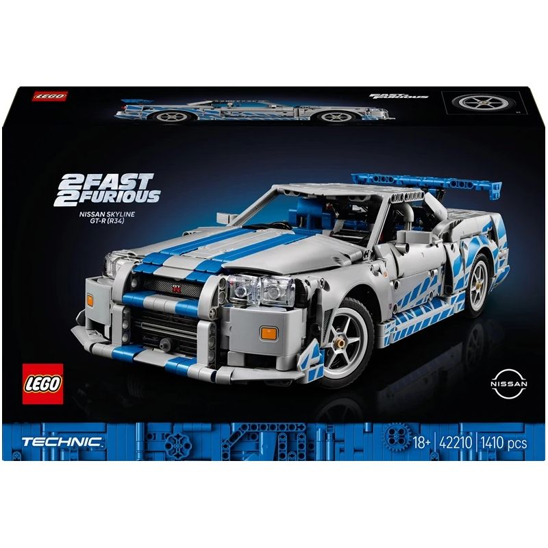 Konstruktorius LEGO Technic „Greiti ir įsiutę 2“ Nissan Skyline GT-R ,R34, automobilis 42210, 1410 vnt.
