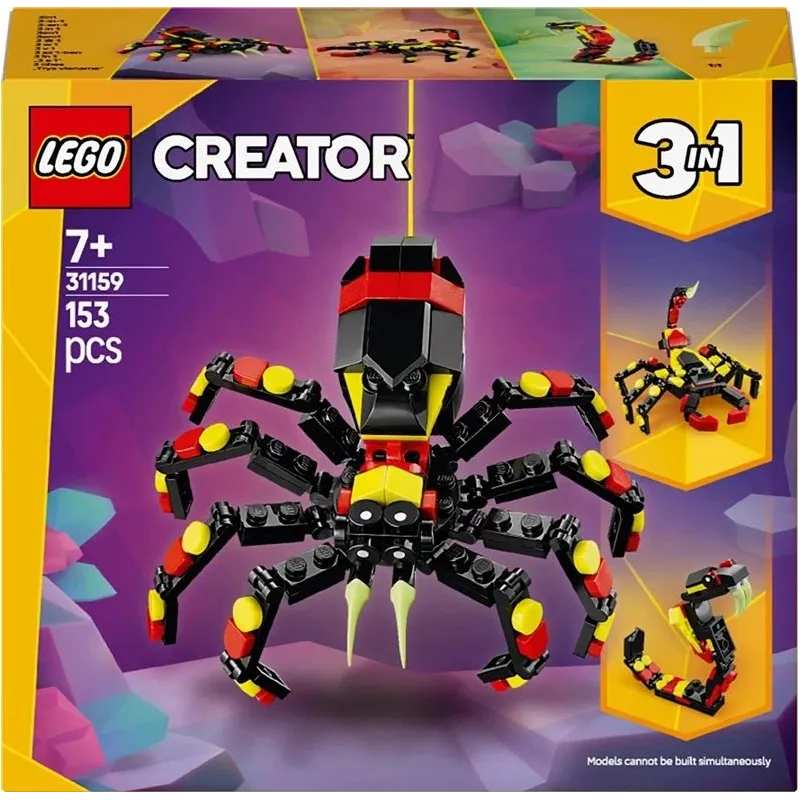 Konstruktors LEGO Creator 3in1 Savvaļas dzīvnieki: Pārsteidzošais zirneklis 31159, 153 gab.