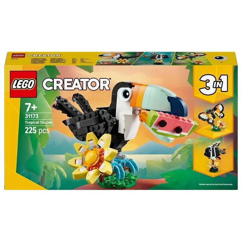 Konstruktors LEGO Creator 3in1 Savvaļas dzīvnieki: Tropu tukāns 31173, 225 gab.