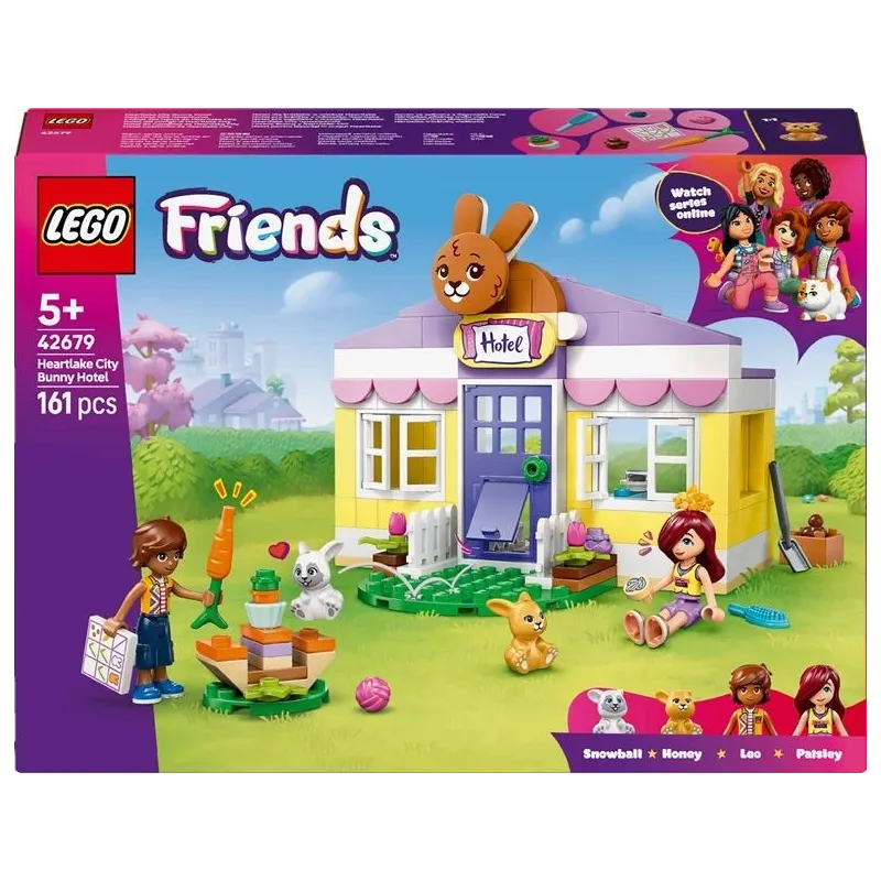 Konstruktors LEGO Friends Hārtleikas pilsētas trušu viesnīca, rotaļu komplekts 42679, 161 gab.