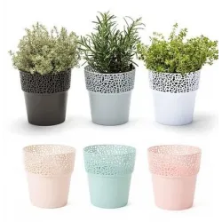 Цветочный горшок Lamela Rosa 655-05, пластик, белый цв.