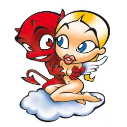 Automobilio lipdukas Devil and angel, 10 cm x 12 cm