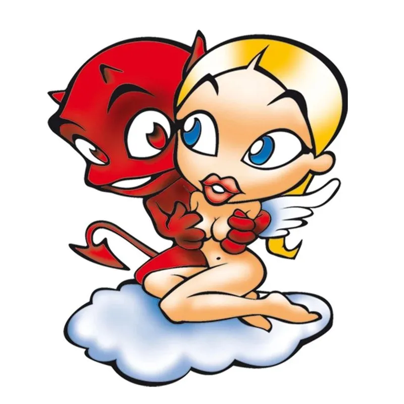 Auto uzlīme Devil and angel, 10 cm x 12 cm