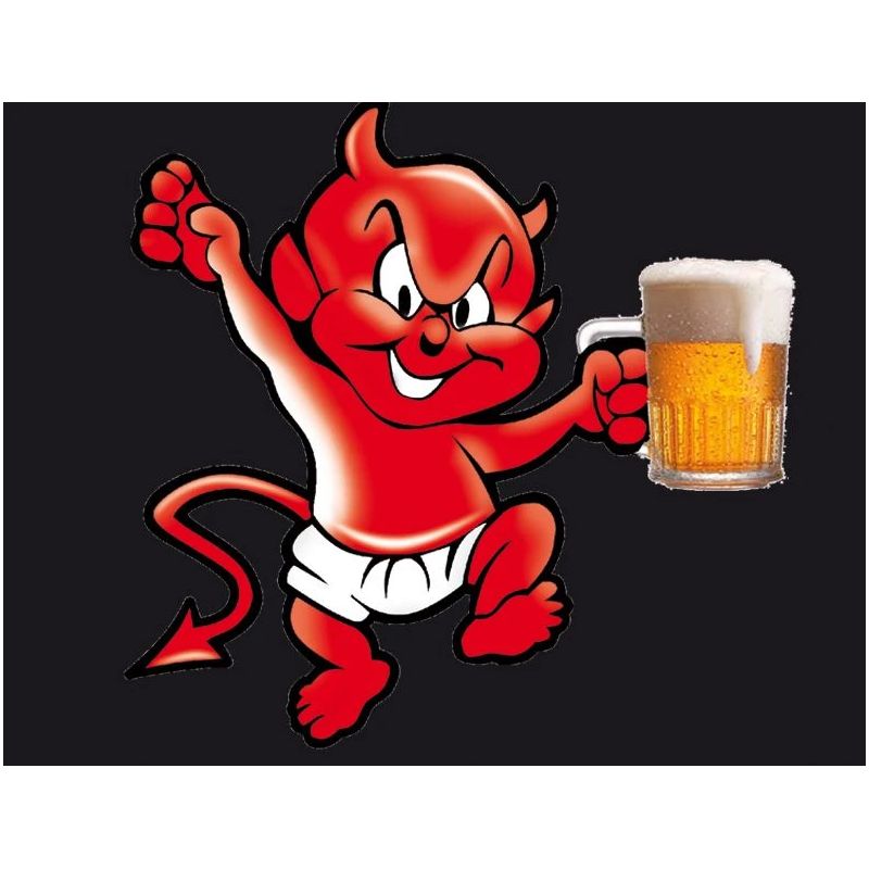 Auto uzlīme velns ar alus kausu 11.5x9cm