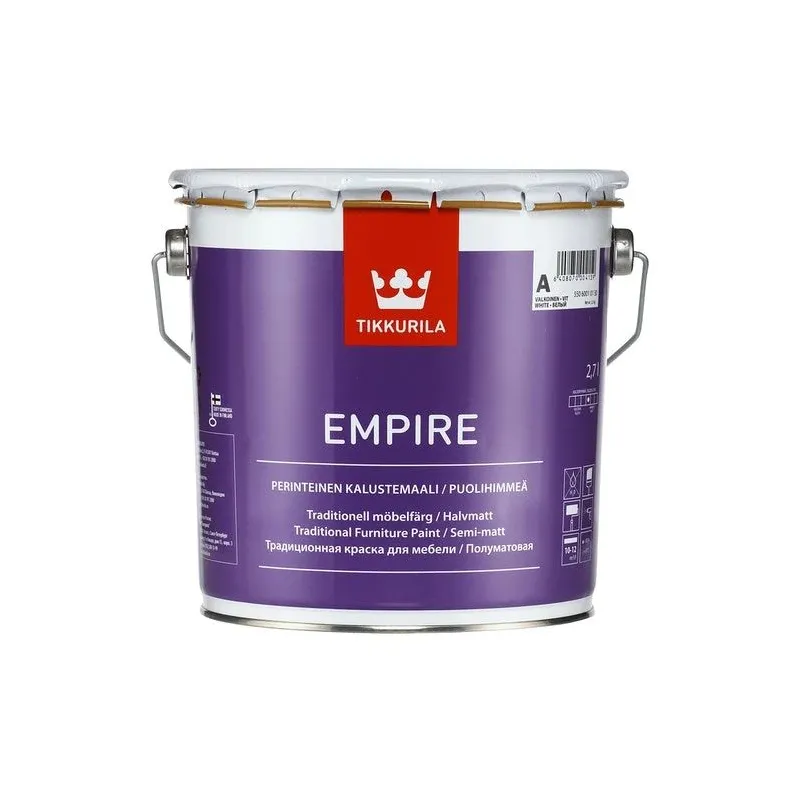 Krāsa, mēbeles Tikkurila Enamel Empire A S-GL, pus-matēts, 2.7 l, 20:2,8