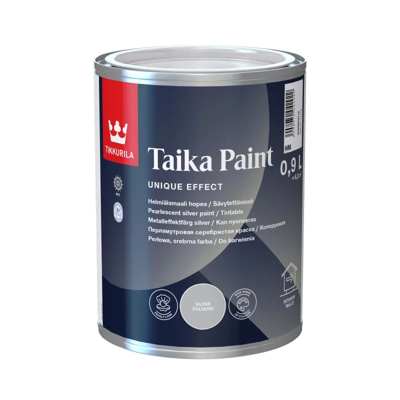Perlamutra krāsas Tikkurila Taika, sudraba, daļēji glancēta krās., 0.9 l