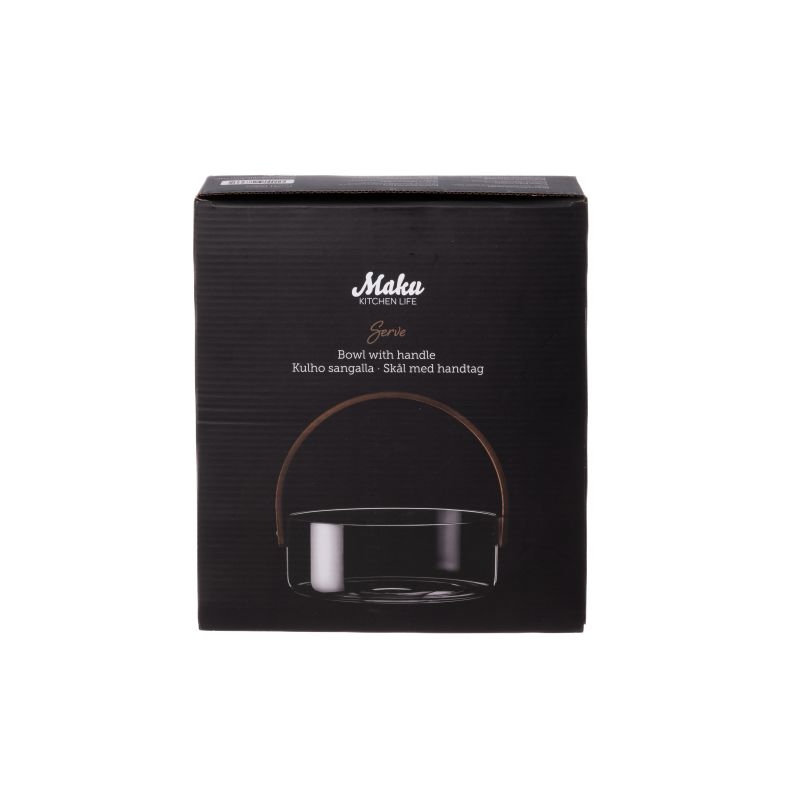 Bļoda stikla ar rokturi maku 19x19 cm