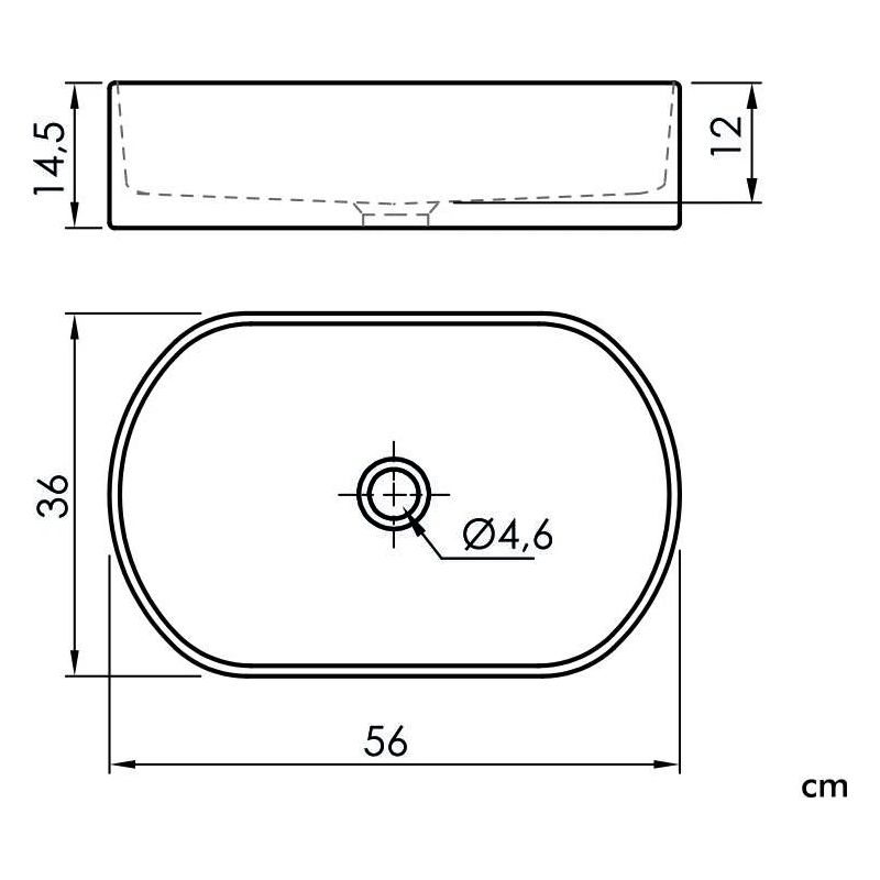 Vannas istabas izlietne Masterjero LA500006, keramika, 55 cm x 35 cm x 15 cm, balta krās.