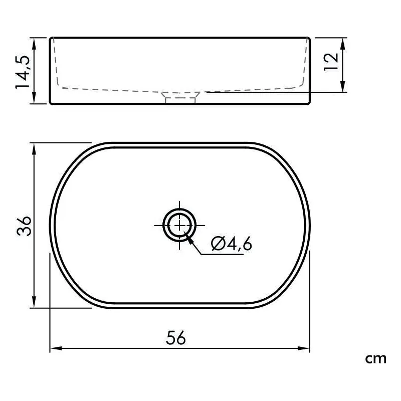 Vonios praustuvas Masterjero LA500006, keramika, 55 cm x 35 cm x 15 cm, balta sp.