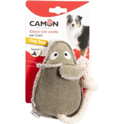 Rotaļlieta suņiem - plīša žurka ar virvi un pīkstuli 35 cm