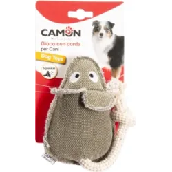 Rotaļlieta suņiem - plīša žurka ar virvi un pīkstuli 35 cm