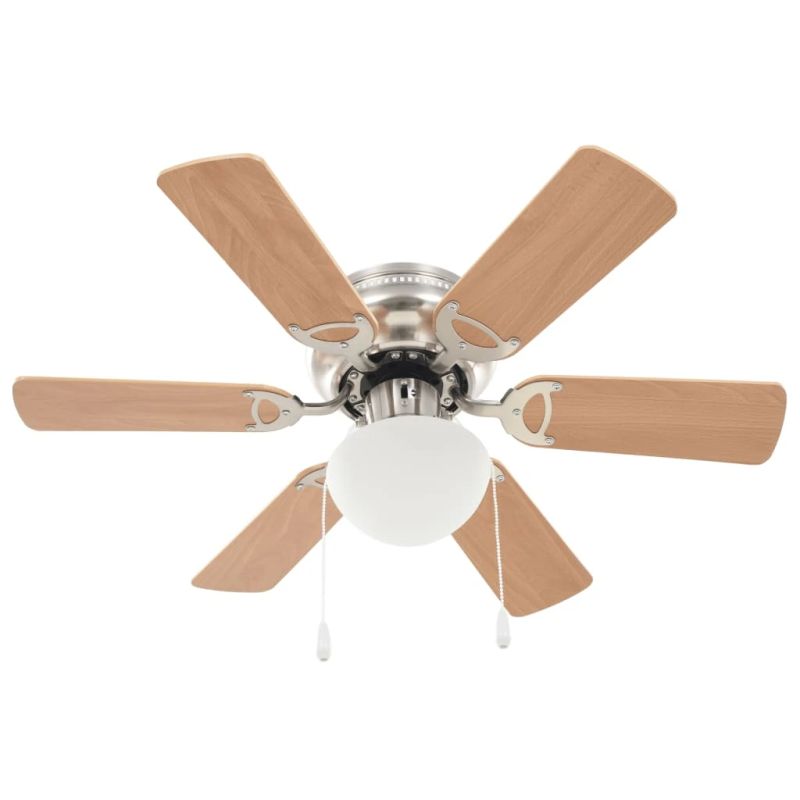 vidaXL griestu ventilators ar lampu, 82 cm, dekoratīvs, gaiši brūns