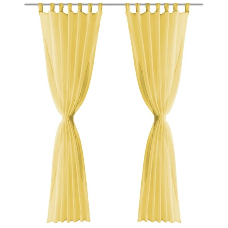 vidaXL plānie aizkari, 2 gab., 140x175 cm, dzelteni