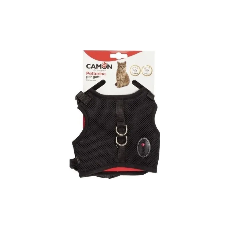 Camon Krūšu siksna kaķiem regulējama melna M izm. 24-32 cm 33-40 cm