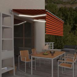 vidaXL markīze ar žalūziju, LED, vēja sensoru, 3x2,5m, oranža ar brūnu