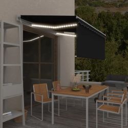 vidaXL markīze ar žalūziju, LED, vēja sensoru, 3,5x2,5 m, pelēka