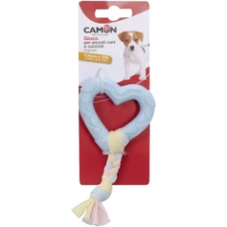 Camon Suņu rotaļlieta TPR sirds formā ar kokvilnas bizi 7cm