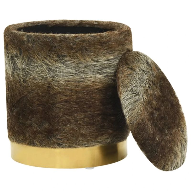 vidaXL apaļš krēsls ar uzglabāšanas nodalījumu, daudzkrāsains plīšs 31 x 37 cm